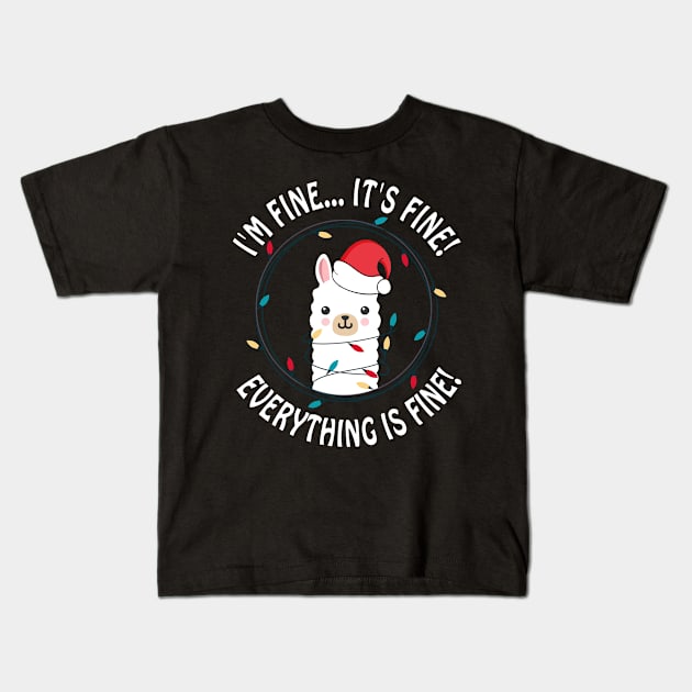 I'm Fine It's Fine Everything is Fine Funny cats Christmas Cat Kitten lover Kids T-Shirt by Herotee